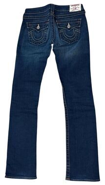 True Religion Low Rise Billy Jeans 26 Horseshoe Flap Pocket Big T Stitch Y2K USA